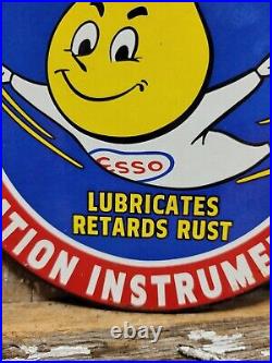 Vintage Esso Porcelain Sign Old 6 Car Truck Motor Oil Gasoline Co. Pump Plate