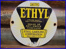 Vintage Ethyl Porcelain Sign Texas Motor Oil Gas Garage Service Pump Plate 6