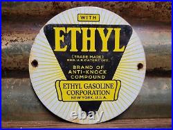 Vintage Ethyl Porcelain Sign Texas Motor Oil Gas Garage Service Pump Plate 6