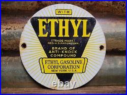 Vintage Ethyl Porcelain Sign Texas Motor Oil Gas Garage Service Pump Plate 6