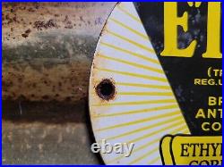 Vintage Ethyl Porcelain Sign Texas Motor Oil Gas Garage Service Pump Plate 6