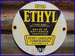 Vintage Ethyl Porcelain Sign Texas Motor Oil Gas Garage Service Pump Plate 6