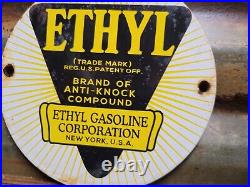 Vintage Ethyl Porcelain Sign Texas Motor Oil Gas Garage Service Pump Plate 6