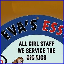 Vintage Evas Esso Route Gasoline Porcelain Motor Oil Gas Station Pump Plate Sign