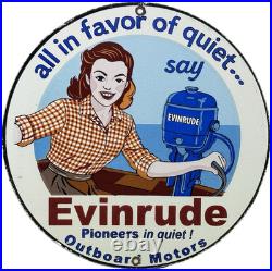 Vintage Evinrude Outboard Motor Porcelain Sign Sales & Service Marine Gas Oil