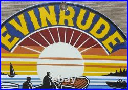 Vintage Evinrude Outboard Motor Porcelain Sign Sales & Service Marine Gas Oil