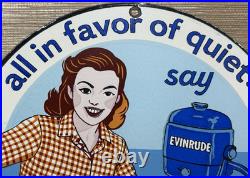 Vintage Evinrude Outboard Motor Porcelain Sign Sales & Service Marine Gas Oil