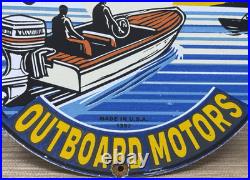 Vintage Evinrude Outboard Motor Porcelain Sign Sales & Service Marine Gas Oil
