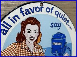Vintage Evinrude Outboard Motor Porcelain Sign Sales & Service Marine Gas Oil