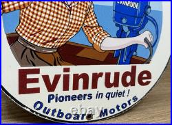 Vintage Evinrude Outboard Motor Porcelain Sign Sales & Service Marine Gas Oil