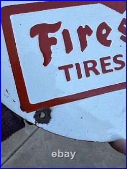 Vintage Firestone 12 Gasoline / Motor Oil Porcelain Gas Pump Sign