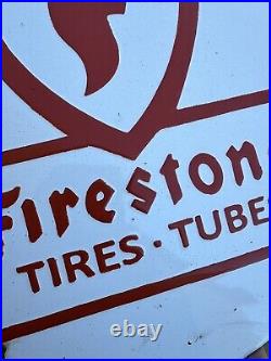 Vintage Firestone 12 Gasoline / Motor Oil Porcelain Gas Pump Sign