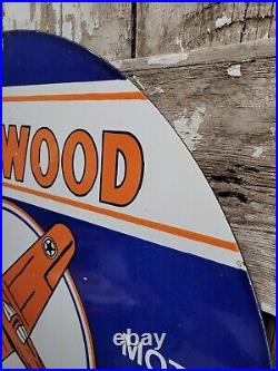 Vintage Fleetwood Porcelain Sign 30 Gas Service Us Air Plane Motor Oil Aviation