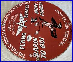 Vintage Flying A Gasoline Porcelain Sign Gas Motor Oil Football San Fran 49ers