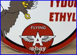 Vintage Flying A Gasoline Porcelain Sign Motor Oil Gas Station Pump Plate