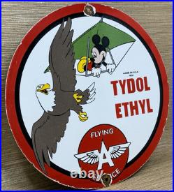 Vintage Flying A Gasoline Porcelain Sign Motor Oil Gas Station Pump Plate