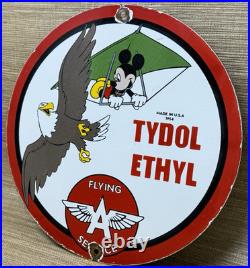 Vintage Flying A Gasoline Porcelain Sign Motor Oil Gas Station Pump Plate