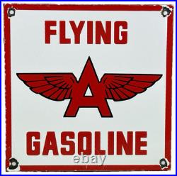 Vintage Flying A Gasoline Porcelain Sign Motor Oil Gas Station Pump Plate Servie