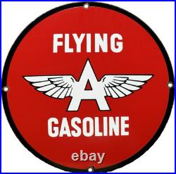 Vintage Flying A Gasoline Porcelain Sign Motor Oil Gas Station Pump Plate Servie