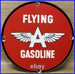 Vintage Flying A Gasoline Porcelain Sign Motor Oil Gas Station Pump Plate Servie