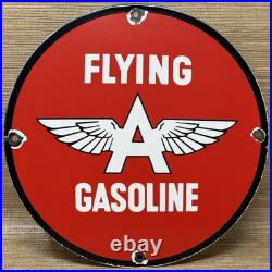 Vintage Flying A Gasoline Porcelain Sign Motor Oil Gas Station Pump Plate Servie