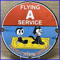 Vintage Flying A Gasoline Porcelain Sign Motor Oil Gas Station Pump Plate Servie