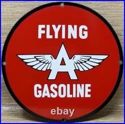 Vintage Flying A Gasoline Porcelain Sign Motor Oil Gas Station Pump Plate Servie