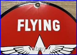 Vintage Flying A Gasoline Porcelain Sign Motor Oil Gas Station Pump Plate Servie