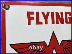 Vintage Flying A Gasoline Porcelain Sign Motor Oil Gas Station Pump Plate Servie