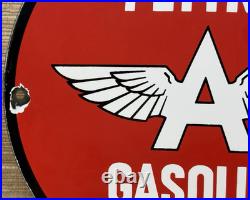 Vintage Flying A Gasoline Porcelain Sign Motor Oil Gas Station Pump Plate Servie
