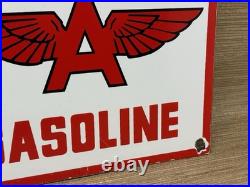 Vintage Flying A Gasoline Porcelain Sign Motor Oil Gas Station Pump Plate Servie