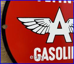 Vintage Flying A Gasoline Porcelain Sign Motor Oil Gas Station Pump Plate Servie