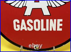 Vintage Flying A Gasoline Porcelain Sign Motor Oil Gas Station Pump Plate Servie