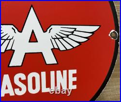 Vintage Flying A Gasoline Porcelain Sign Motor Oil Gas Station Pump Plate Servie