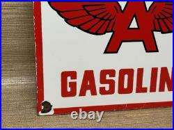 Vintage Flying A Gasoline Porcelain Sign Motor Oil Gas Station Pump Plate Servie