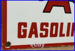 Vintage Flying A Gasoline Porcelain Sign Motor Oil Gas Station Pump Plate Servie
