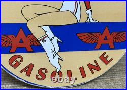 Vintage Flying A Gasoline Porcelain Sign Motor Oil Gas Station Pump Plate Servie