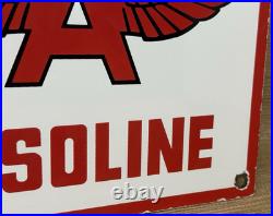 Vintage Flying A Gasoline Porcelain Sign Motor Oil Gas Station Pump Plate Servie