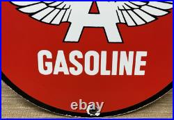 Vintage Flying A Gasoline Porcelain Sign Motor Oil Gas Station Pump Plate Servie