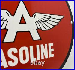 Vintage Flying A Gasoline Porcelain Sign Motor Oil Gas Station Pump Plate Servie