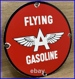Vintage Flying A Gasoline Porcelain Sign Motor Oil Gas Station Pump Plate Servie