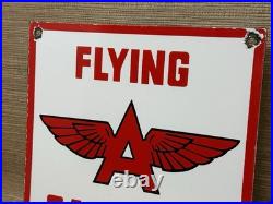 Vintage Flying A Gasoline Porcelain Sign Motor Oil Gas Station Pump Plate Servie