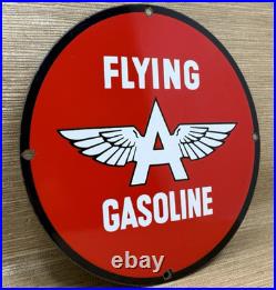 Vintage Flying A Gasoline Porcelain Sign Motor Oil Gas Station Pump Plate Servie