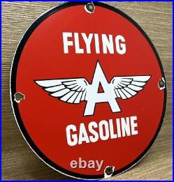 Vintage Flying A Gasoline Porcelain Sign Motor Oil Gas Station Pump Plate Servie