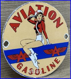 Vintage Flying A Gasoline Porcelain Sign Motor Oil Gas Station Pump Plate Servie