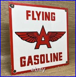 Vintage Flying A Gasoline Porcelain Sign Motor Oil Gas Station Pump Plate Servie