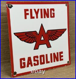 Vintage Flying A Gasoline Porcelain Sign Motor Oil Gas Station Pump Plate Servie