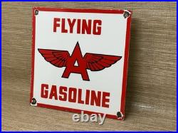 Vintage Flying A Gasoline Porcelain Sign Motor Oil Gas Station Pump Plate Servie