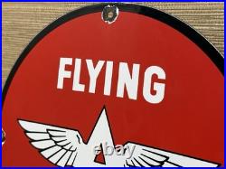 Vintage Flying A Gasoline Porcelain Sign Motor Oil Gas Station Pump Plate Servie