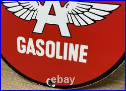 Vintage Flying A Gasoline Porcelain Sign Motor Oil Gas Station Pump Plate Servie